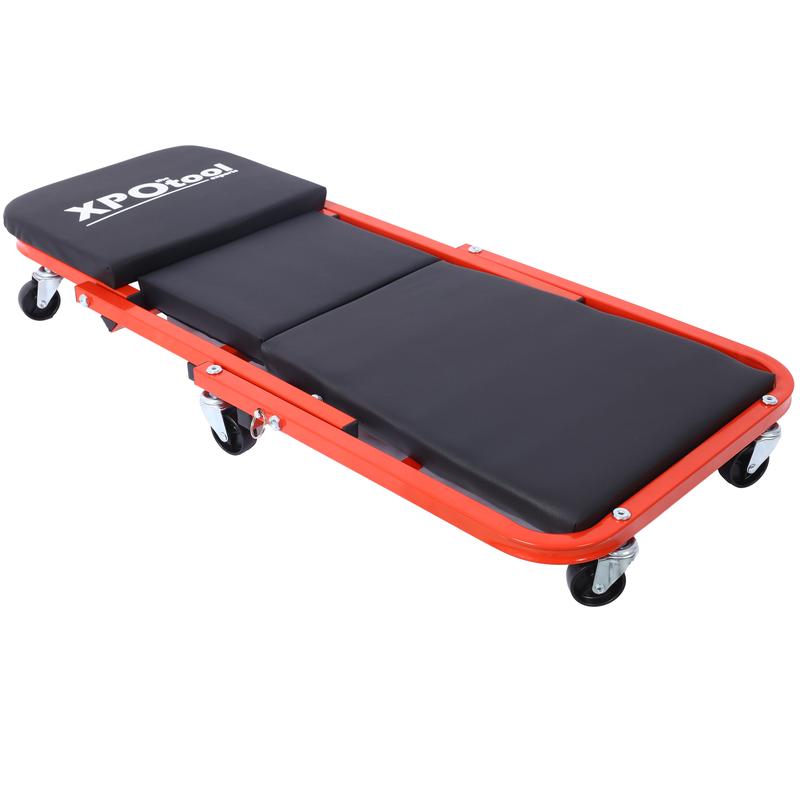 Foldable Z Garage Creeper, 36 in, 300 lbs Load Capacity Rolling Folding Mechanic Creeper Stool, with 6 Wheels Tool Tray Padded Seat Steel Frame, Lay Down or Sit Chair for Garage Shop or Home