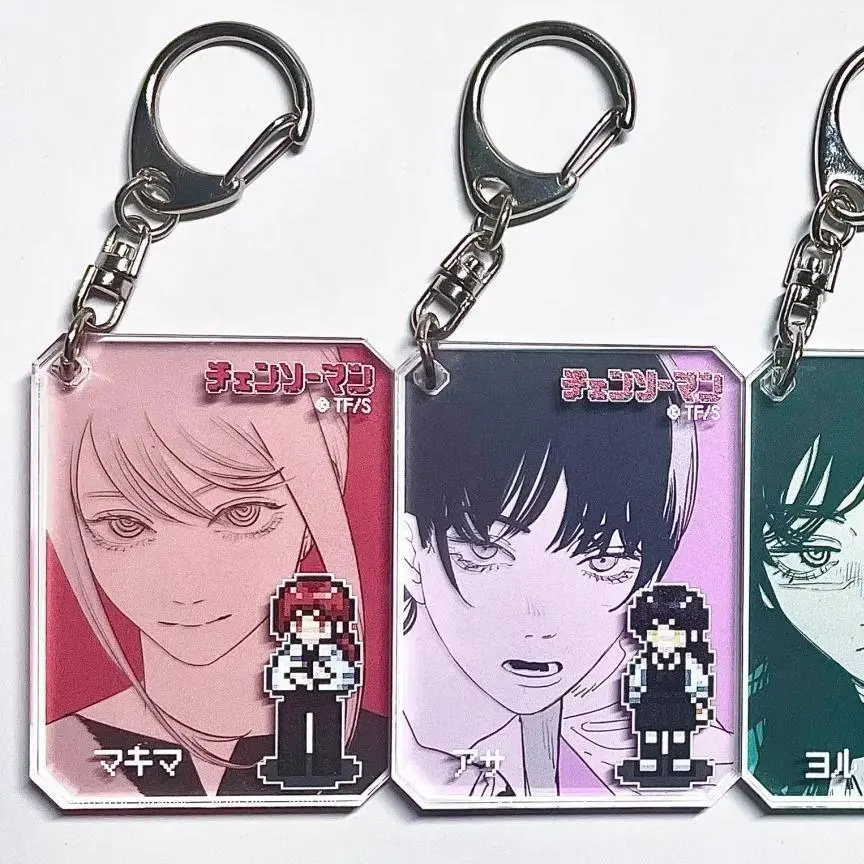 Anime Chainsaw Man keychain Cosplay Makima Mitaka Asa Star Piece Acrylic Pendant Keychain Bag Decoration Pendant