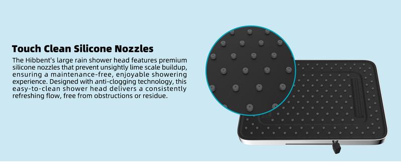 Hibbent Rain Shower Head, 13'' High Pressure Rainfall Square 5 Spray Mode Showerhead with 16" Shower Head Extension Arm, Solid Brass Adjustable Shower Arm Extender, Waterfall fixed Showerheads, Chrome