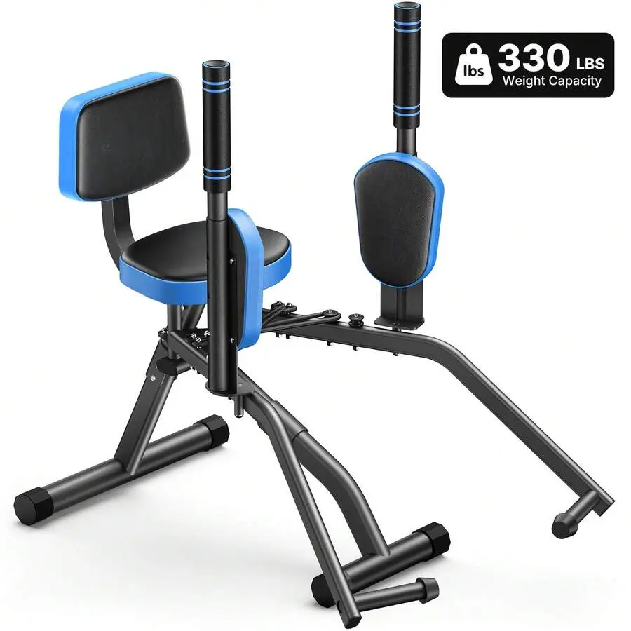 Home Gym Lower Body Workout Equipment 2in1 Hip Abductor Adductor Machine Glute Thigh Toning Trainer with Stability Frame Adjustable Resistance for Inner Outer Thigh Exercise Beginners Friendly