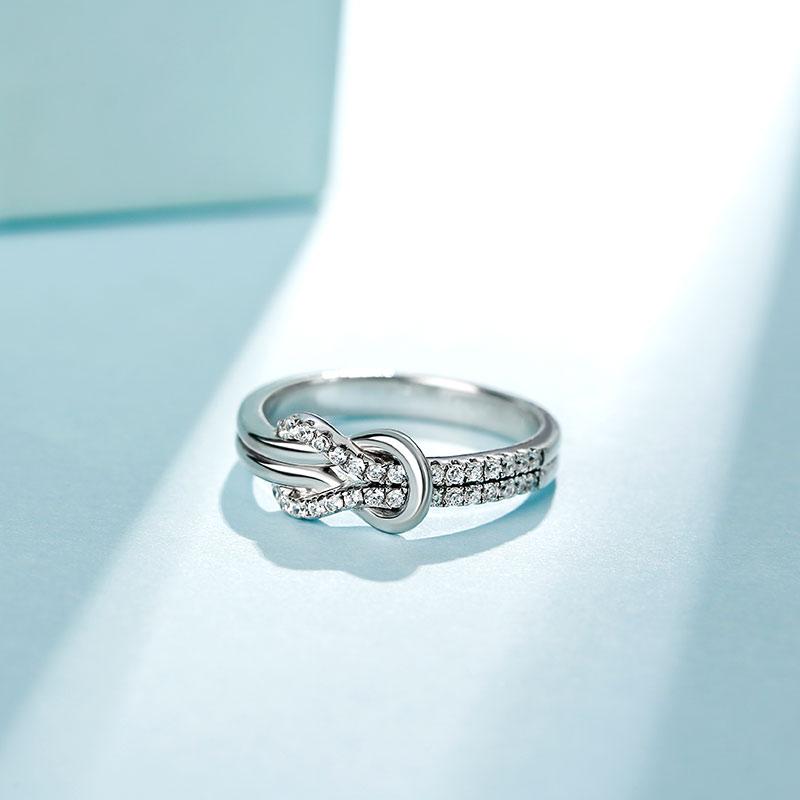 Jeulia Knot Design Sterling Silver Ring 925 Anniversary Birthday Daily Engagement Wedding Elegant Casual Rings for Her Women Girls with Jewelry Box wedding set