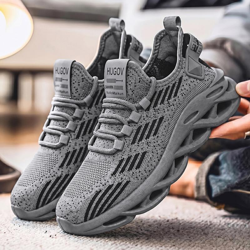 Men's Running Shoes, Breathable Flyknit Mesh, Durable Anti-Slip, Shock Absorption, Casual Low Top, Comfortable Fashion, Outdoor Activities