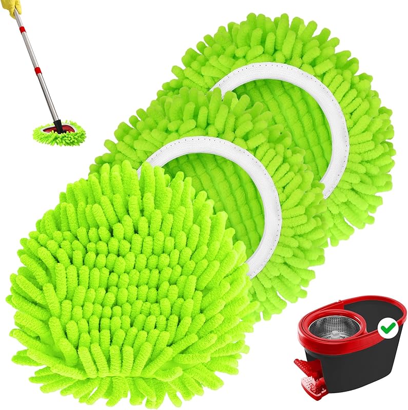 3-piece fluffy mop head replacement, reusable rotating mop replacement cloth cover, microfiber dusting mop replacement head, washable dusting mop, dust head replacement pack for floor cleaning, suitable for spring household deep cleaning