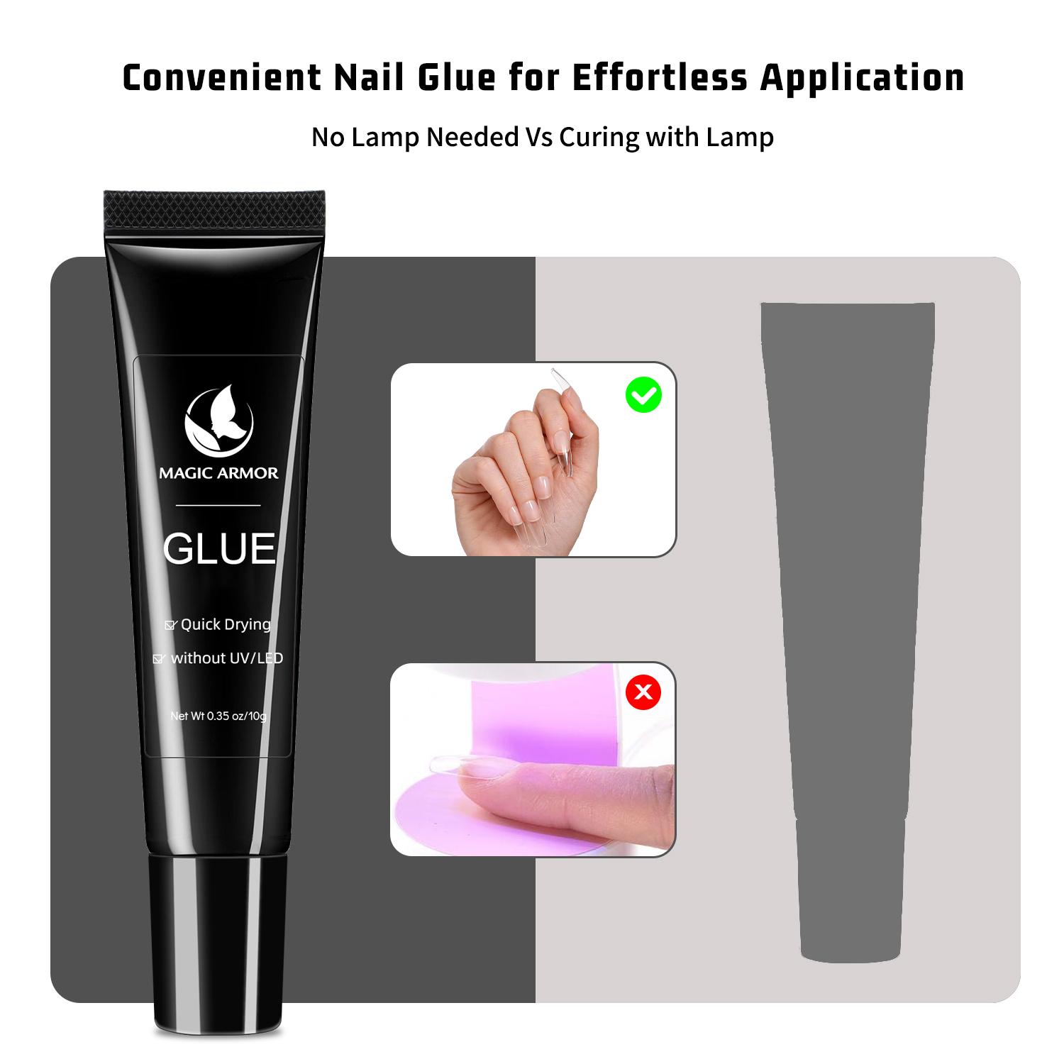 3 Pack Solid Nail Glue Gel for Press On Nail Tips, Extra Strong Nail Glue, Quick Drying Semi-solid Nail Glue, No UV Lamp Required, Long Lasting False Acrylic Nail Glue Gel (10g x 3)