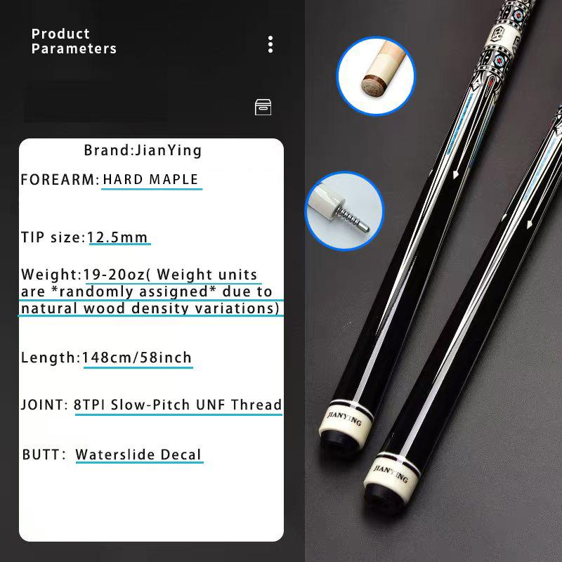 Premium  Billiards Cue Set With Leather Case, 1/2 Split, 12.5mm Tip, 18-20oz Weight, 58 inches Length, Perfect for Professional and Recreational Player.