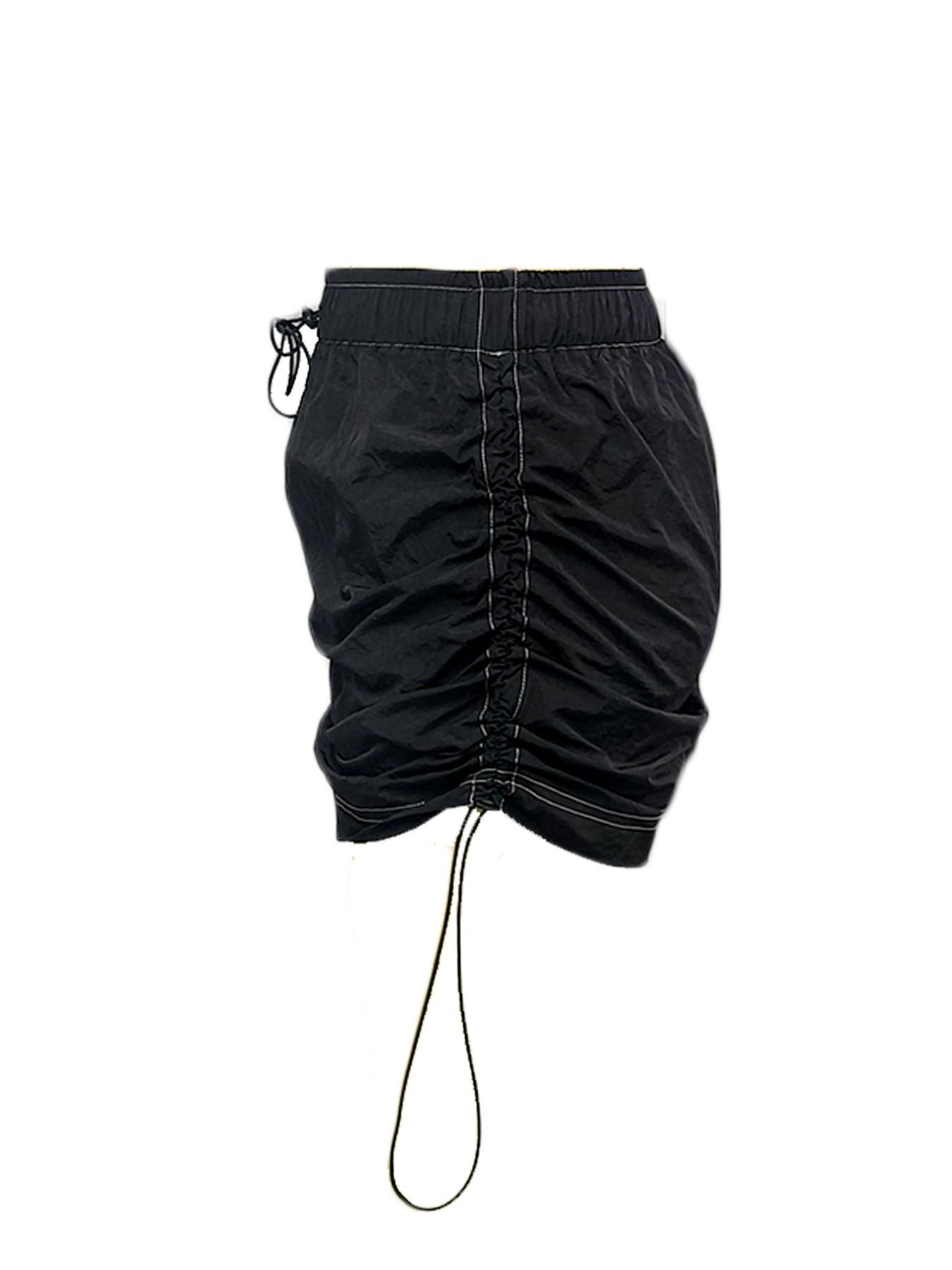 GILIPUR Women's Black Drawstring Ruched Mini Skirt, Mid-Rise Bodycon Skort with Side Tie Detail, Y2K Streetwear Casual Cargo Skirt for Summer, Beach, Club & Daily Outfits TChic
