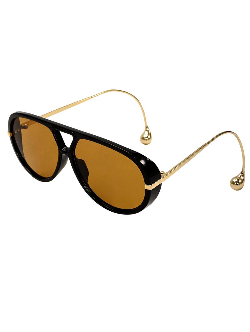 70s Retro Vibe! Women’s Luxury Oversized Aviator Sunglasses 2025 - Earring Accent & Big Shield Frame