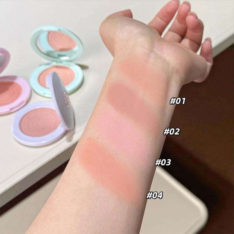 Spring Monochrome Blush Powder, Cute Atmosphere Macaron Series, Visible Color Blush Palette, Suitable for All Skin Types, Brightening Effect