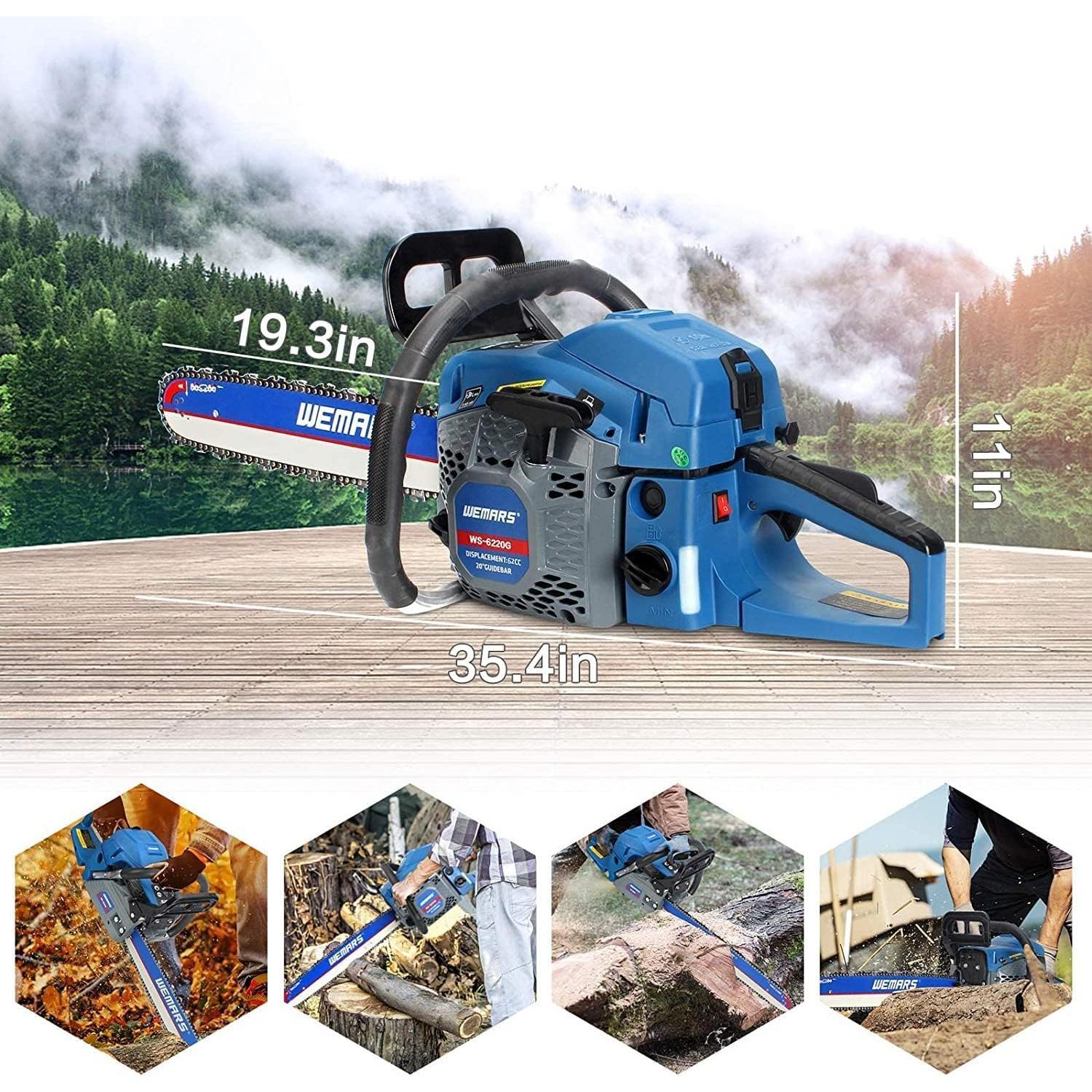 62cc Gas Chainsaws 20 Inch Bar Power Chain Saws, Gas 2 Stroke Handed Petrol Gasoline Chain for Outdoor Garden Farm Use with Tool Kit(6220G) 62cc Gas Chainsaws 20 Inch Bar Power Chain Saws, Gas 2 Stroke Handed Petrol Gasoline Chain for Outdoor Garden Farm Use with Tool Kit(6220G)
