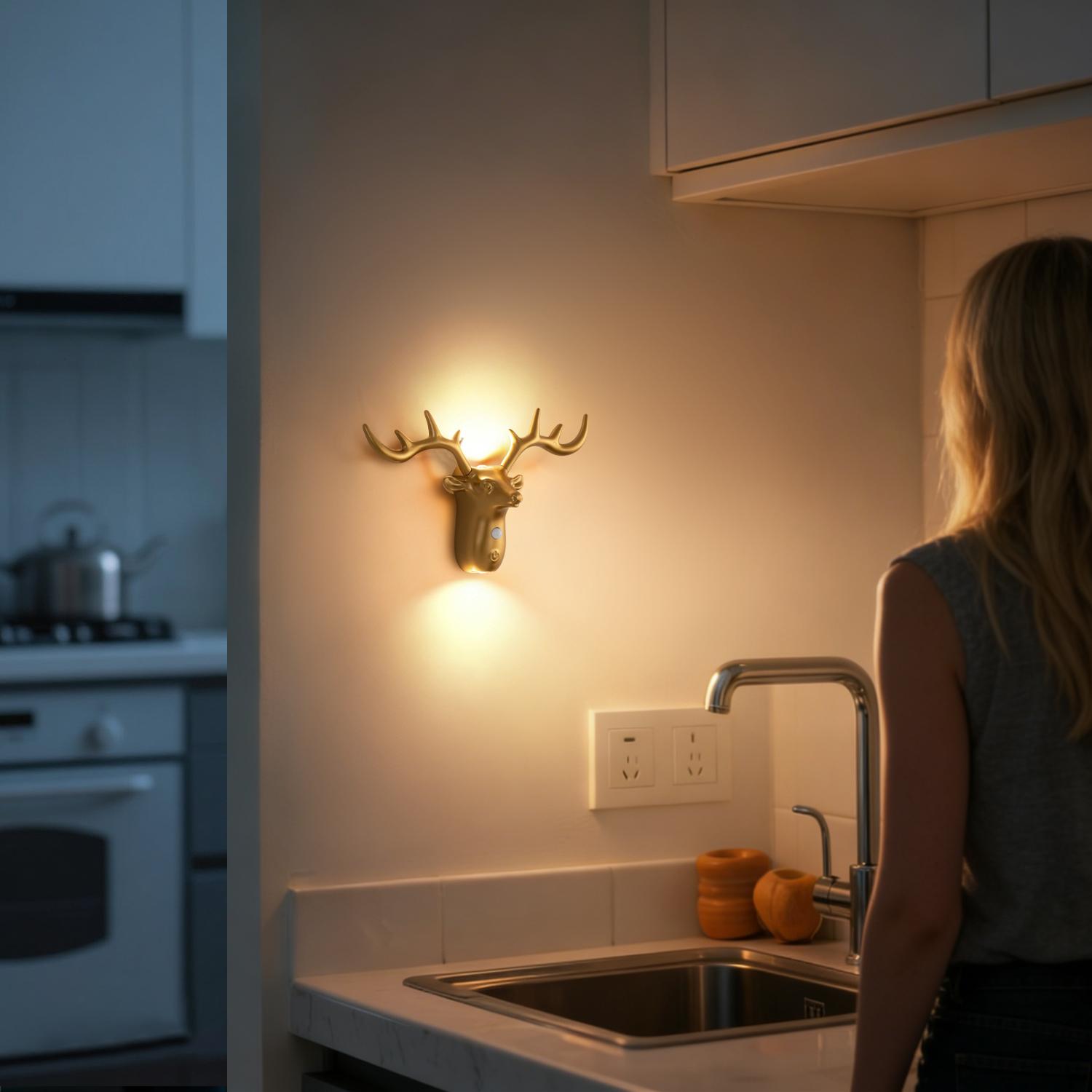 Smart LED Deer Step Light With Touch Dimming & Motion Sensor, Wireless Magnetic Wall Lamp, 1200mAh USB Rechargeable Night Light, Suitable For Stairs, Corridor, Bathroom, Bedrooms, Cabinets, Living Room, Bar Cabinet