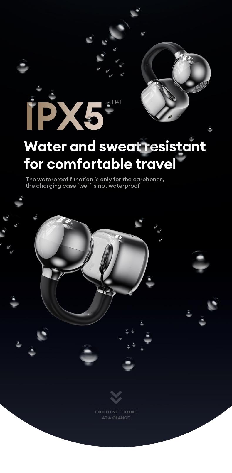 HYUNDAI C03 Clip On Wireless Headphones with 2025 Bluetooth 6.0 for Faster, Stable Connection & Low Power Use, DT6.0 Pulse Directional Tech, 360° ACS Panoramic Sound, IPX5 Waterproof Audio Earbuds for Music & Calls, Comfortable for Sports