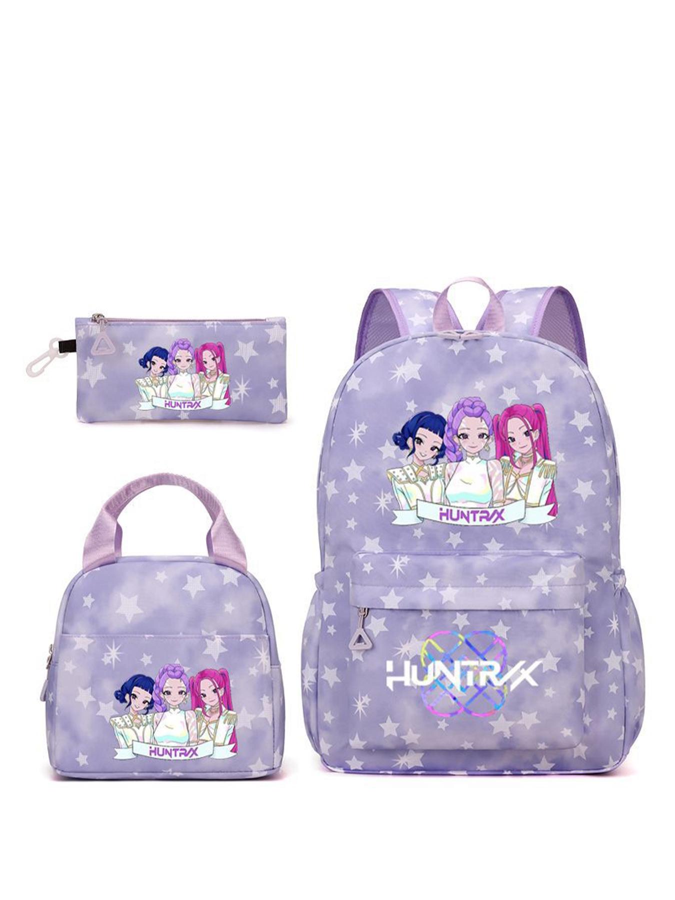 3pcs  Women's backpack with large capacity, kpop girl group printed zipper closure, fashionable and versatile, personalized and trendy, suitable for students to go to school, campus, work, commuting, shopping, women's backpack, School Backpacks