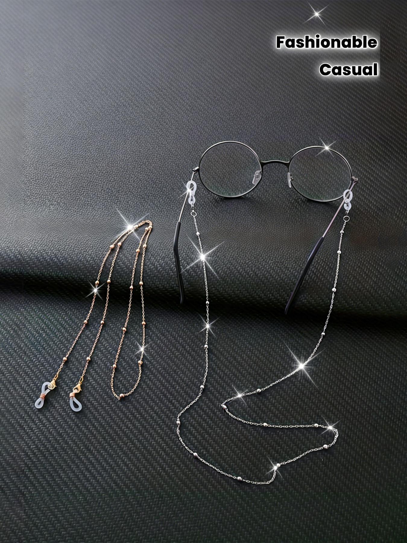 Clip-On Eyeglass Chain Metal Sunglasses Strap, Anti-Lose Eyewear Cord, Elegant Baroque Design, 2-Piece Set for All Seasons