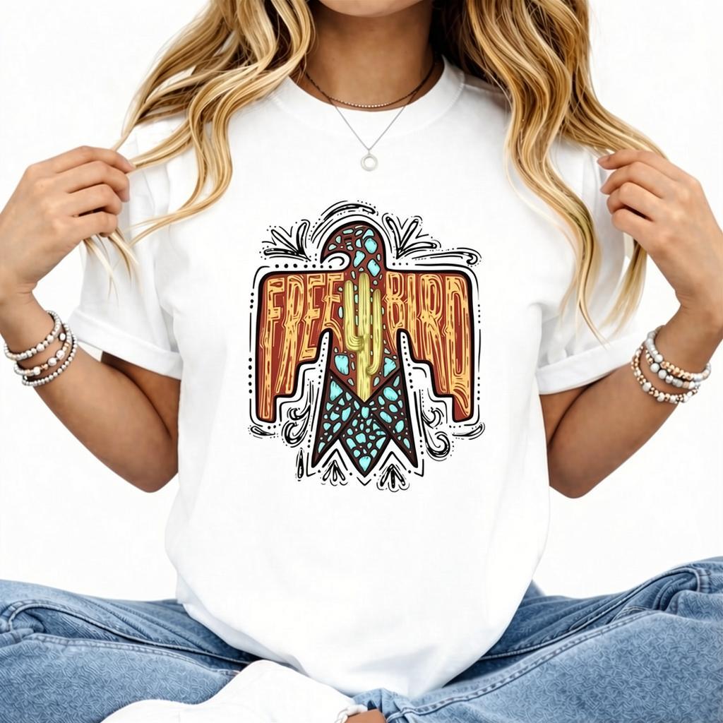 Free Bird Western Graphic Tee – Comfort Colors Oversized Tee