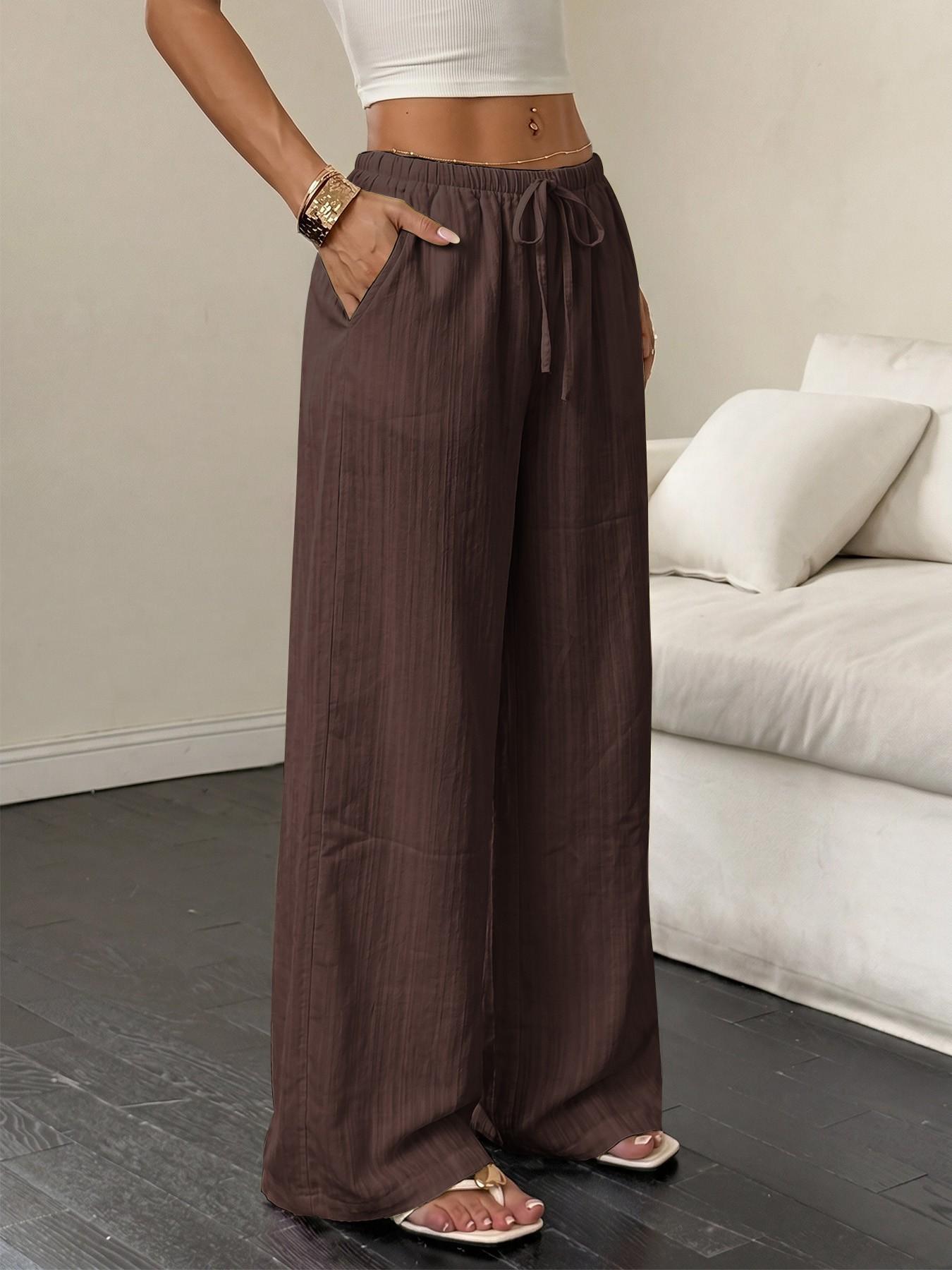 Women Wide-Leg Lounge Pants, Bottoms, 5-Pack, Autumn Winter, Comfy Fabric, Loose Fit, Drawstring Waist, Casual Home Wear, Versatile Loungewear