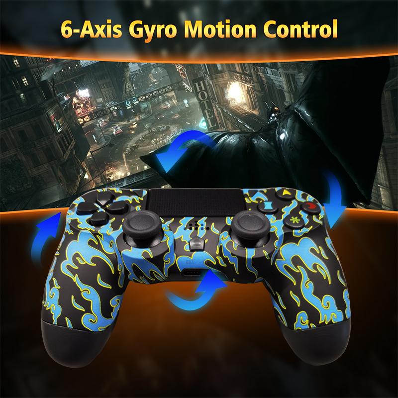 ISHAKO Wireless Game Controller for PS4/PS3/PC/Android/iOS with Double Vibration, Motion Sensing, Touchpad, Speaker, Type C, Console, PS414 Blue