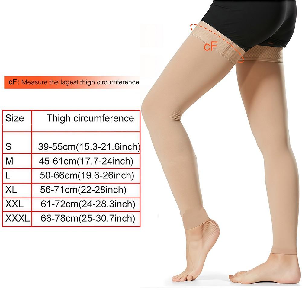 1 Pair Thigh High Compression Stockings, Firm Support 20-30 mmHg Gradient Compression Support