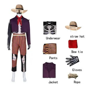 Anime Hector Rivera Cosplay Costume Adult Men Skull Skeleton Top Pant Coat Suit Stage Uniform Halloween Carnival Clothes