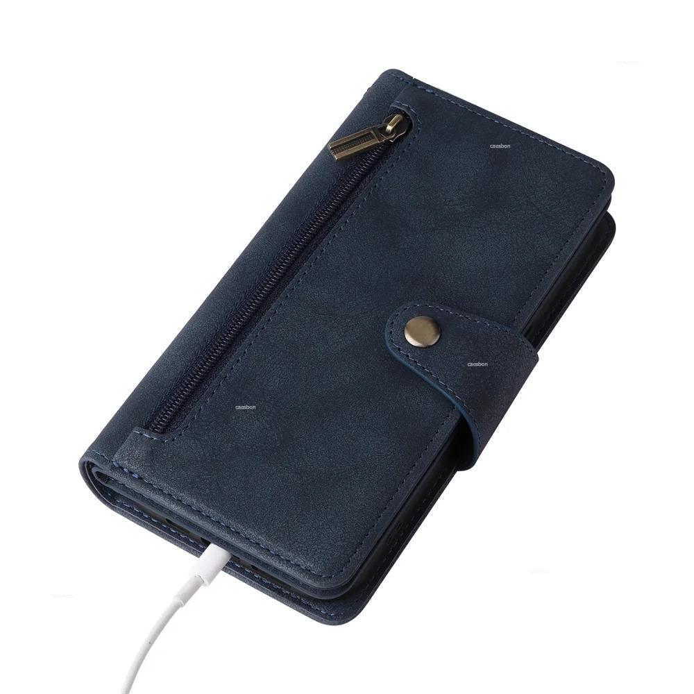 Zipper Wallet Phone Case for IPhone 17 1615 14 13 12 11 Pro Max Mini  Card Slots Strap Leather Cover