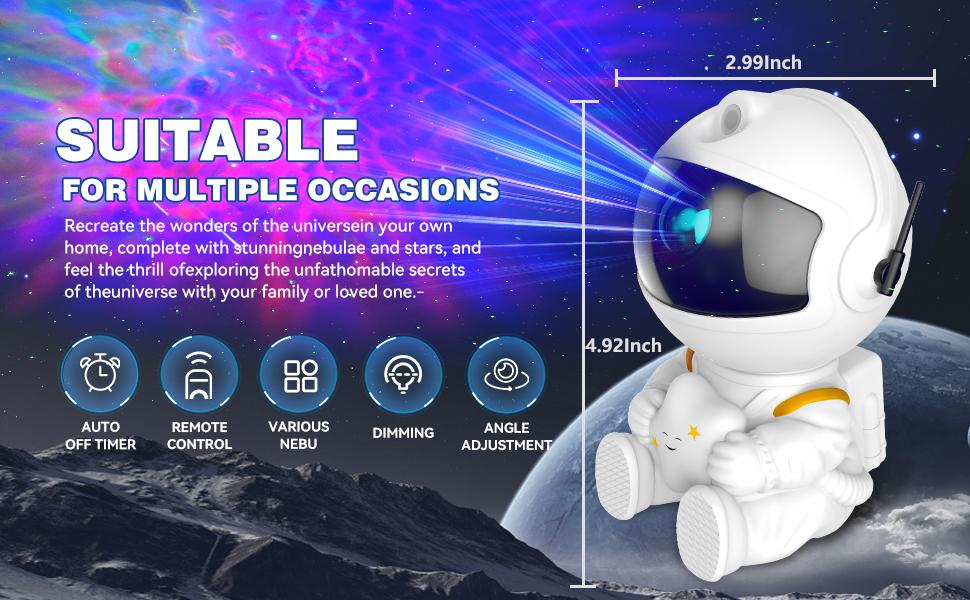 Astronaut Star Projector - Unisex LED Multicolor Nebula Starry Sky Mood Lamp with Timer & Remote, Colorful Party Light, Birthday Gift Ideas, Housewarming Home Room Decor