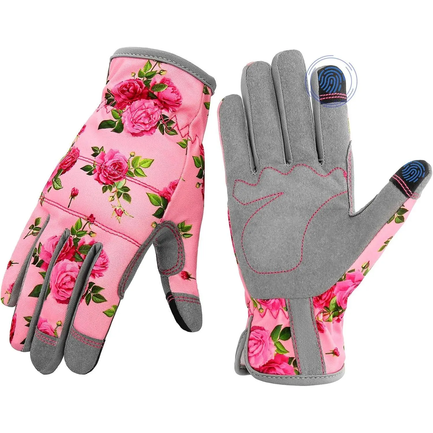 Women's Leather Gardening Gloves, Flexible Breathable Thorn Proof Garden Gloves for Weeding, Digging, Planting and Pruning, Large, Pink