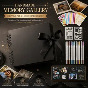 Scrapbook Set. Complete DIY album kit with markers, stickers and templates. Create memory galleries, record precious moments and make thoughtful gifts.