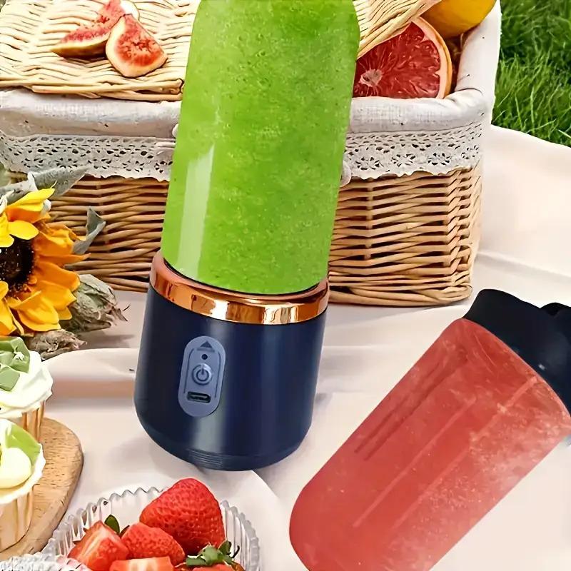 Upgraded 6-Blade 2-in-1 Portable Electric Juicer Blender, USB-Charging Juicer with 2 Cups, Sports Lid Blender Juice Cup, Cordless Multifunction Portable Juicer, Makes Smooth Juice, Fruit Mixer, Beverage Maker, Perfect Gift for Valentine's Day, Thanksgivin