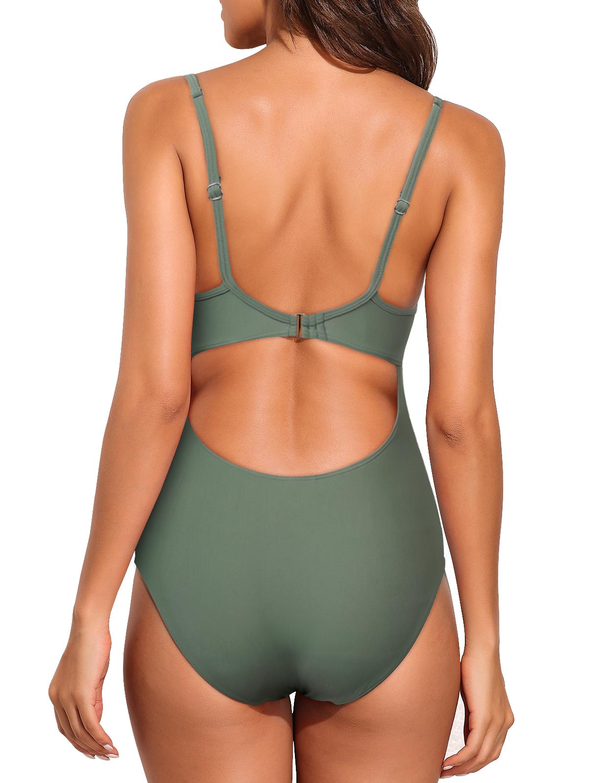 Hilor Women's Underwire One Piece Swimsuits with Crossover Cutout Bathing Suits Push Up Monokini Swimwear