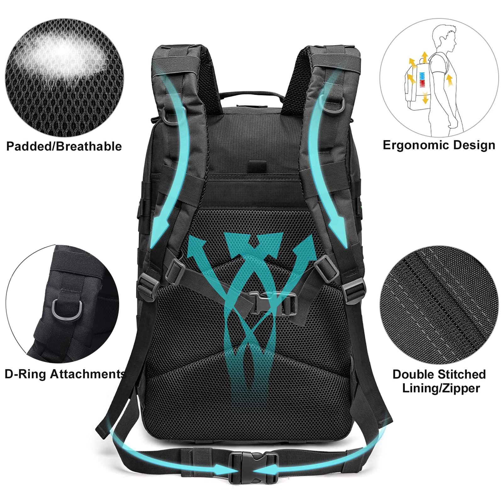 Military Tactical Backpack Large 3 Day Assault Pack 40L Molle Bag for Men Waterproof High-Density Fabric with USA Flag Patch Versatile Multi-Compartment Design for Hiking Daypacks, Gym Sports Bag, Travel, Fishing Military Tactical Backpack Large 3 Day Assault Pack 40L Molle Bag for Men Waterproof High-Density Fabric with USA Flag Patch Versatile Multi-Compartment Design for Hiking Daypacks, Gym Sports Bag, Travel, Fishing