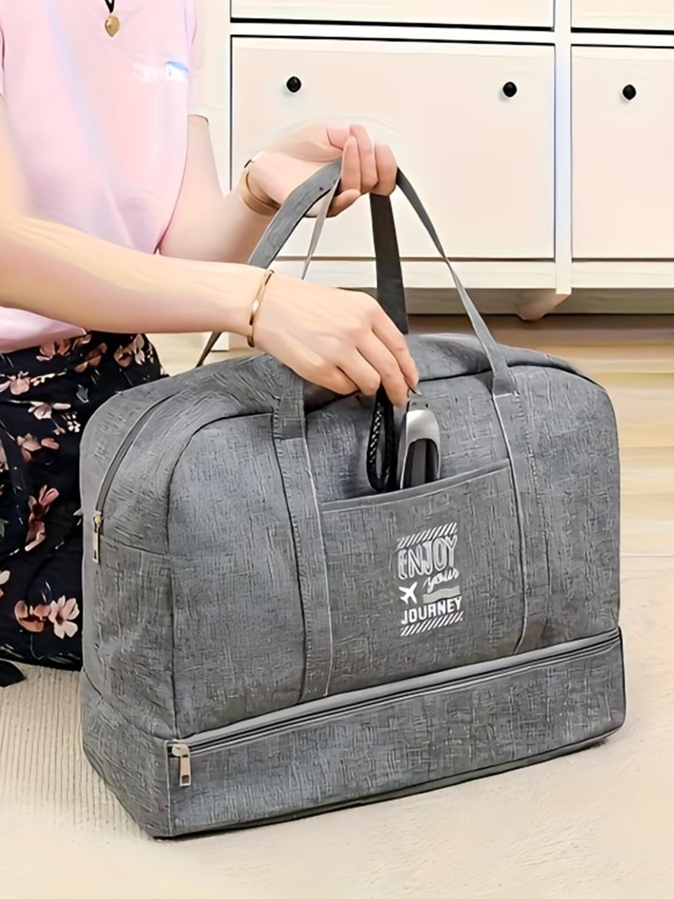 5.28 Gallon Large Capacity Dual Layer Travel Organizer, Gym and Swim Bag, Unisex Sports Bag, Solid Color Carry-On, Weekend Trip Bag