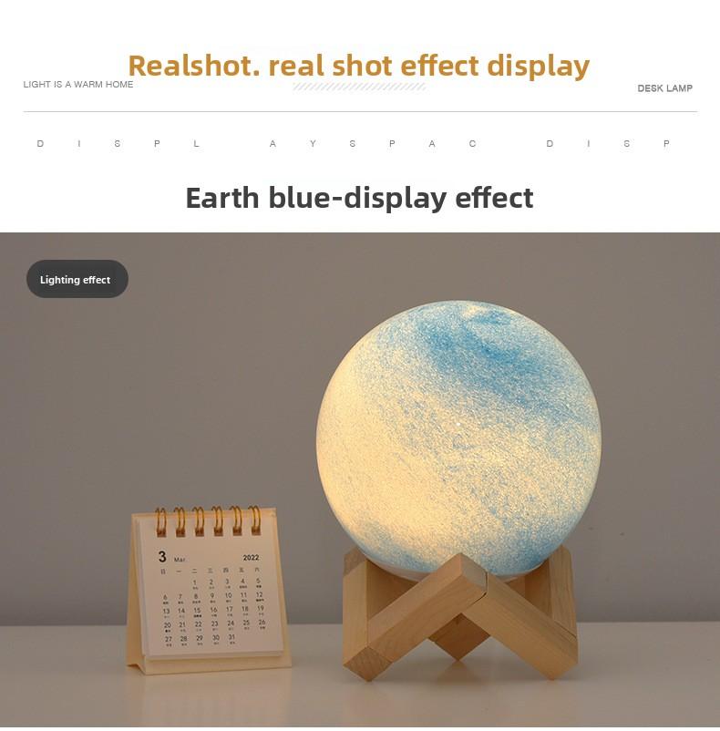 Compact Round Shape Glass Planet Moon Lamp - Cosmic Look Galaxy Theme Star Projection Nightlight, Bedroom Bedside Table Ambient Sleep Decor Lamp, Night Light