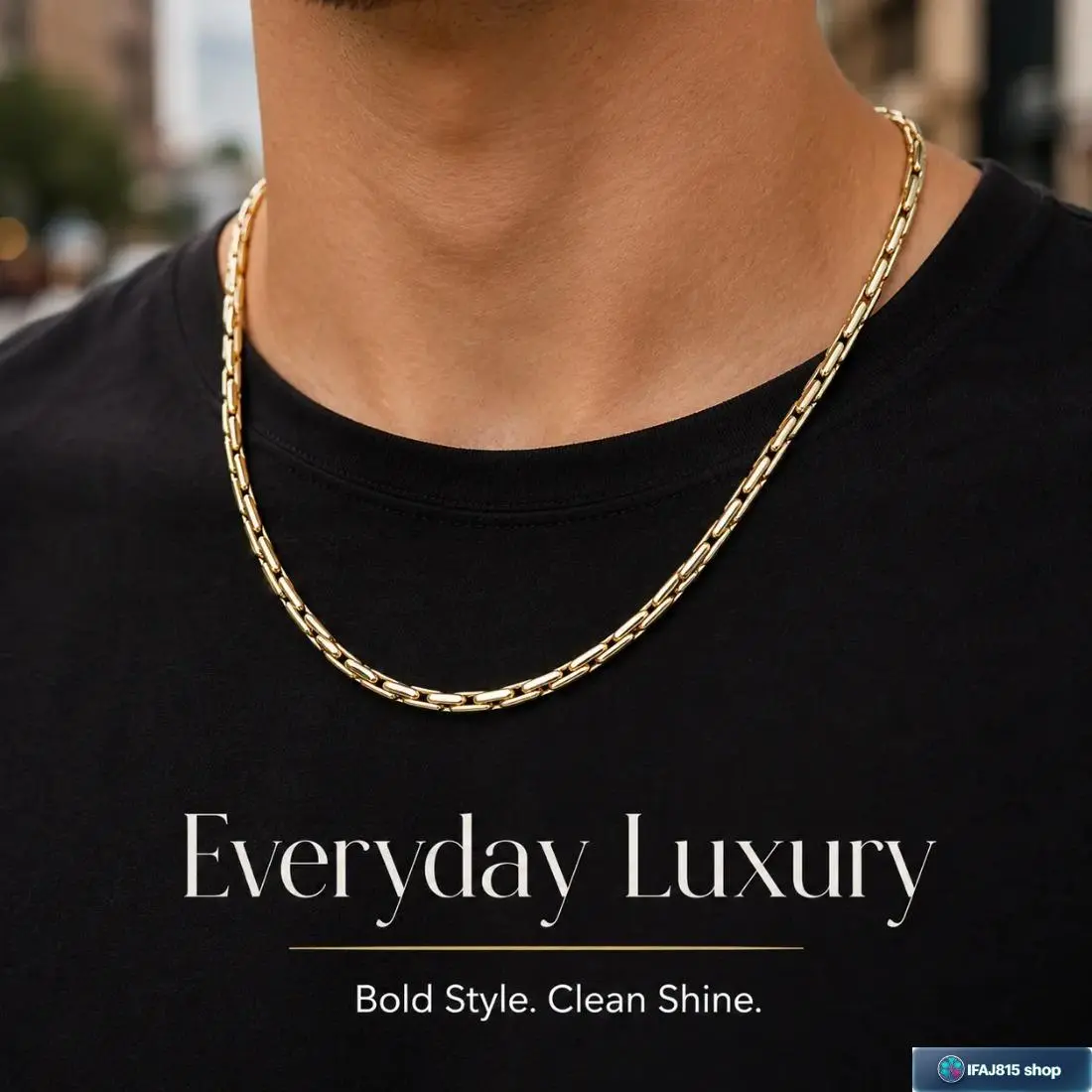 Men's 14K Gold Plated Chain Necklace, Round Link Gold Chain with Shiny Reflective Finish, Trendy Hip Hop Jewelry for Streetwear, Everyday Outfits, Parties, Dates & Gift Giving