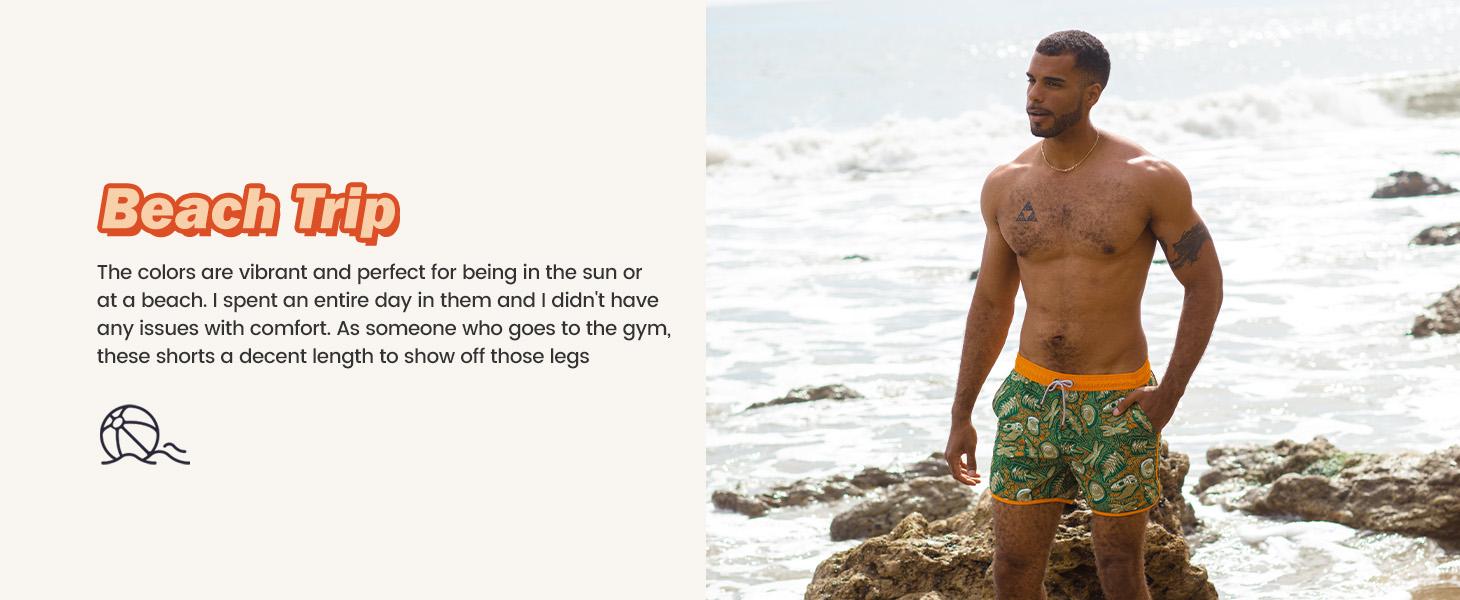 Men’s Quick Dry Floral Swim shorts with Adjustable Waistband, Spandex, Quick-Drying,  – Lightweight Summer Beach Trunks, Beach Activities, Casual Vacation