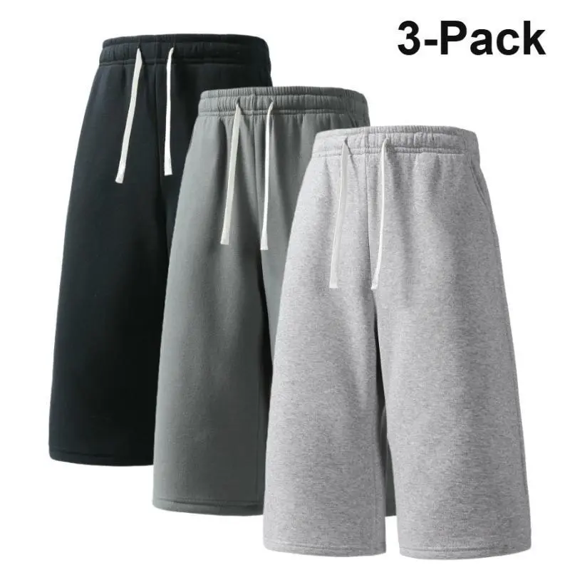 Men's 1/3 Pack Athletic Sweat Shorts, Casual Summer Basketball Shorts with Elastic Drawstring Waist, Relaxed Fit Workout Bottoms for Running, Fitness, Gym Training, Travel, Streetwear and Everyday Wear