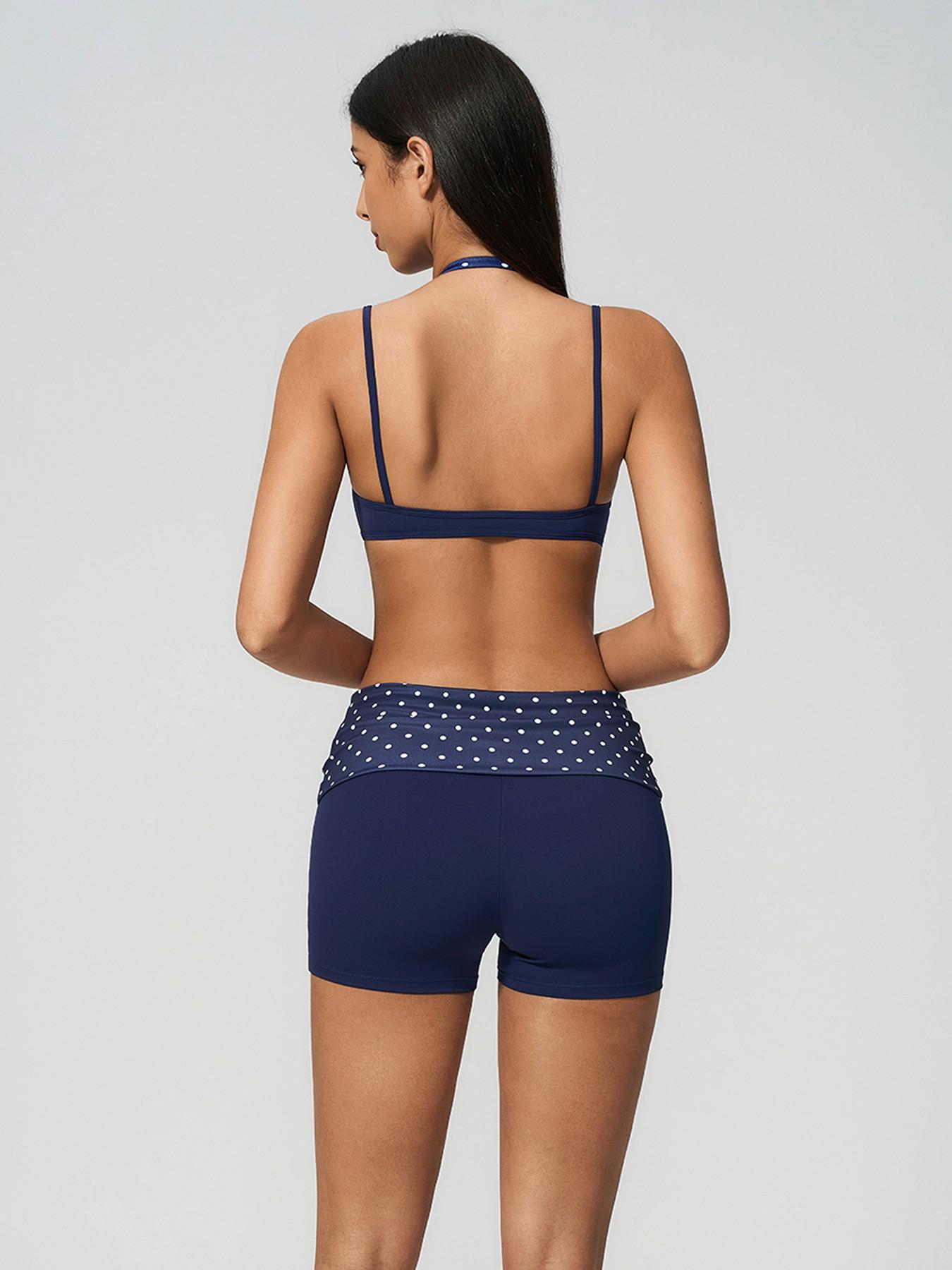 New Polka Dot Yoga Set, Halter Neck Strappy Fake Two-Piece Sports Quick-Dry Running Fitness Set, Comfortable and Stylish Athleisure Workout Set, Summer Fitness Outfit