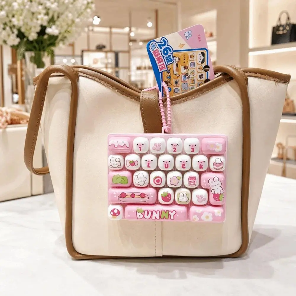Portable 26 Grids Keyboard Clicker Keychain Cartoon Animal Creative Stress Relief Keyring Cute Desktop Decoration