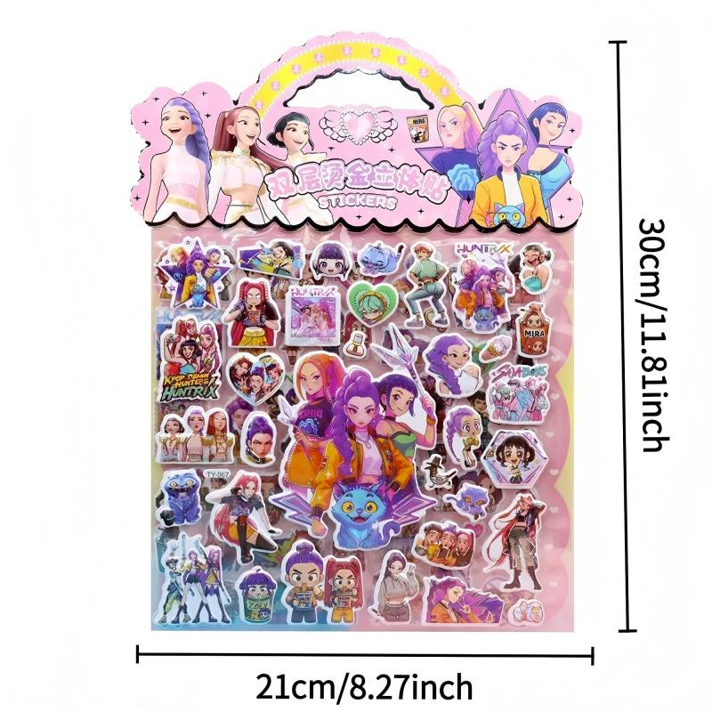 2PCS KPop Hunters Anime Laser Cut Stickers Tiger Rumi Mira Zoey Fan Gift Decoration