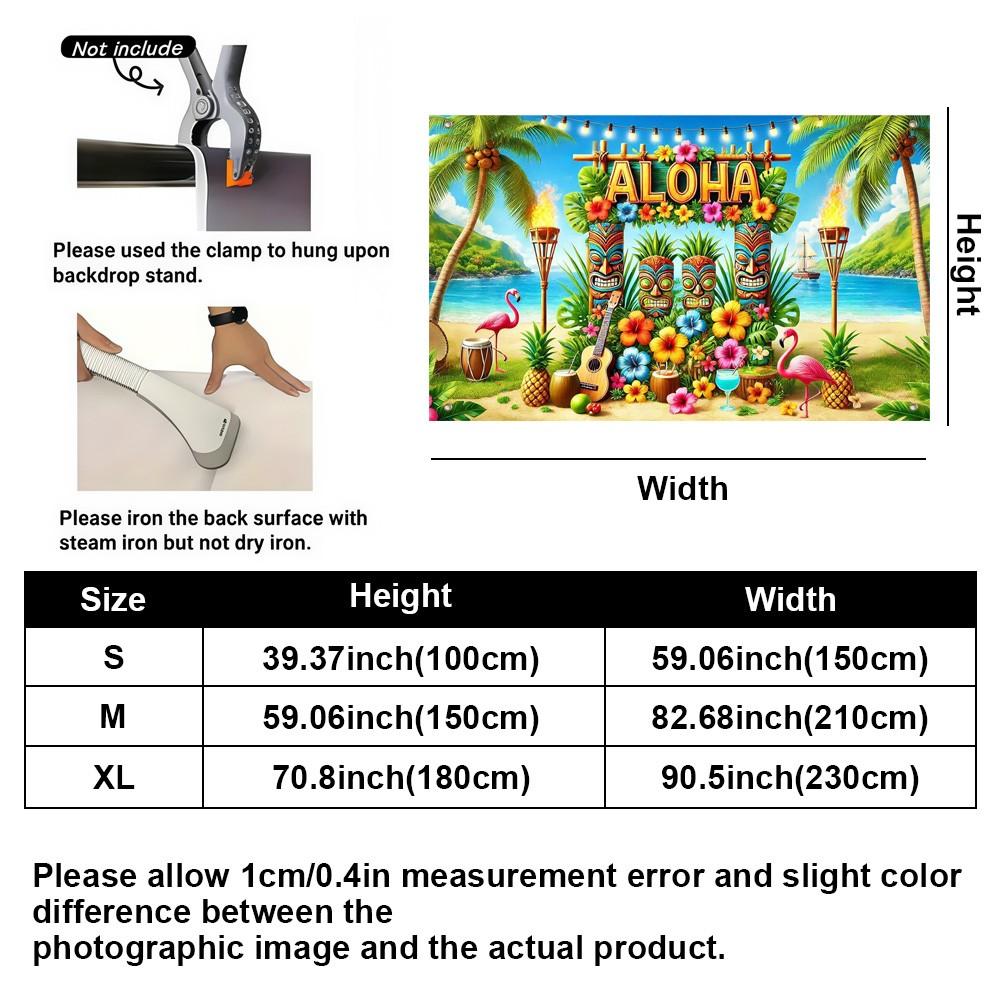 Aloha Hawaii Backdrop Banner, Beach Tropical Photography Decoration, Summer Hawaiian Flamingo Floral Palm Leaves, Party Supplies