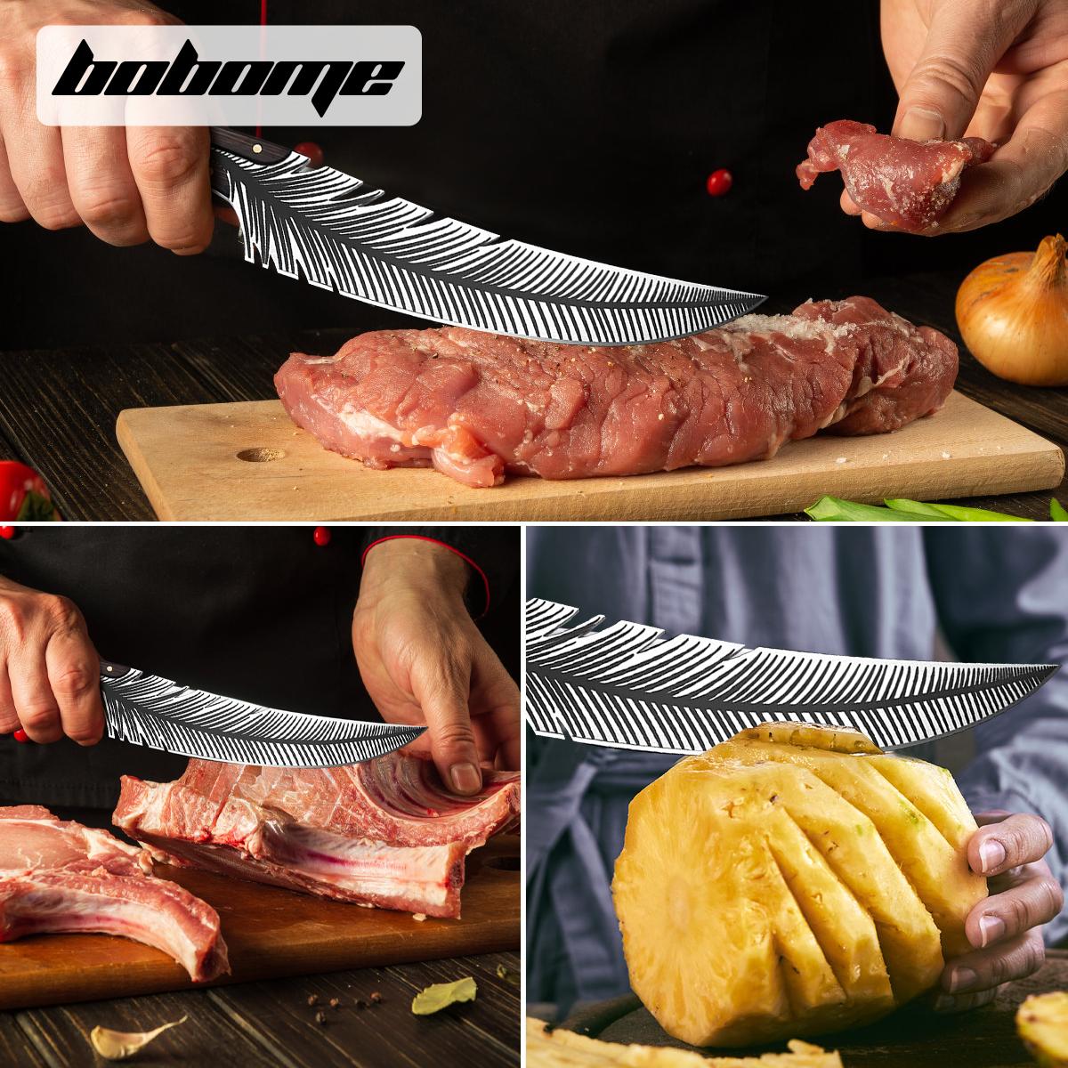 Japan Knife Feather Knife Hand Forged Viking Knife High Carbon Steel 8.3 Inches Blade Length - Wooden