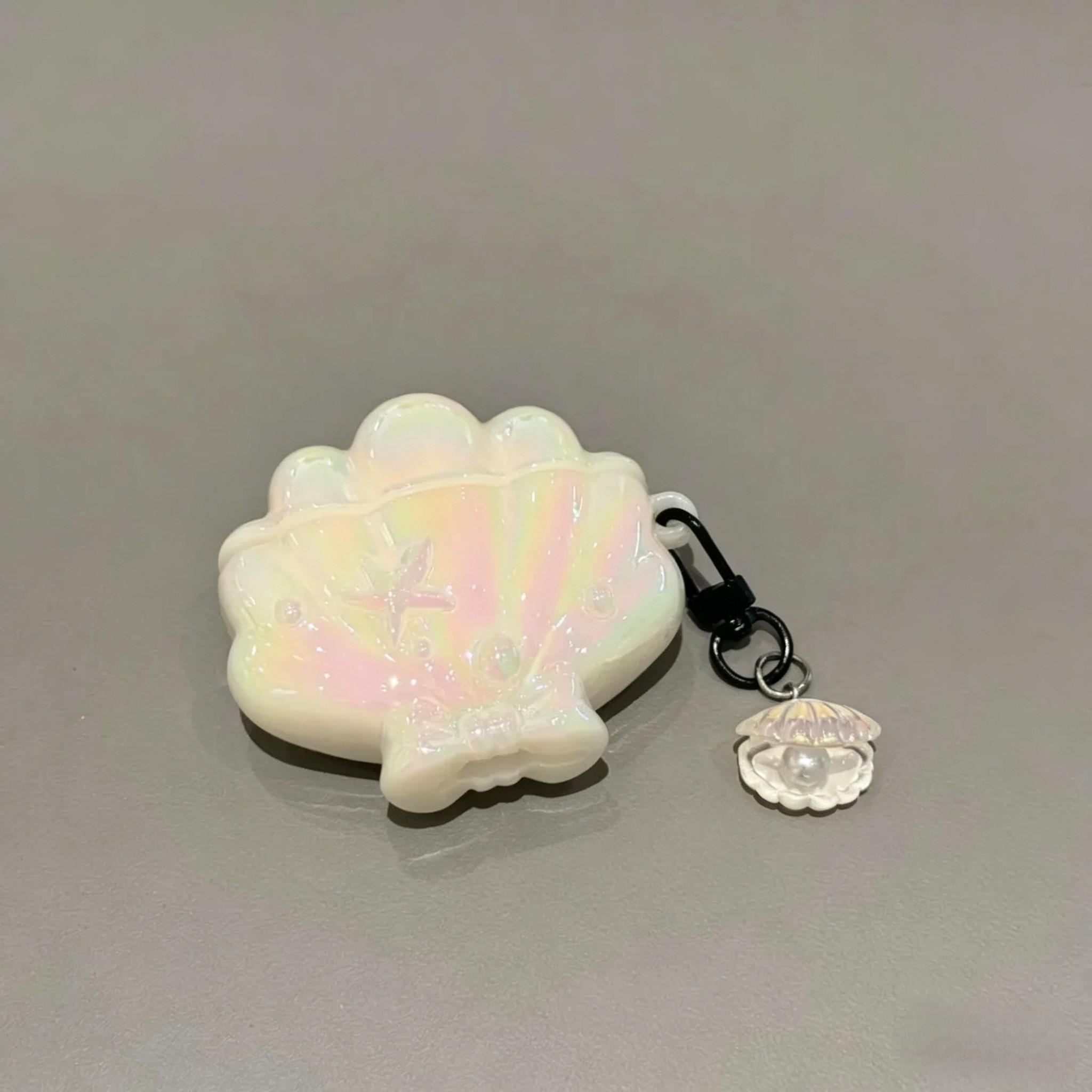 AirPods 4 & Pro3 Earphone Case, Blue Shell Style, Electroplating Process, Protective Case for Girls, Sea Shell Pendant Design