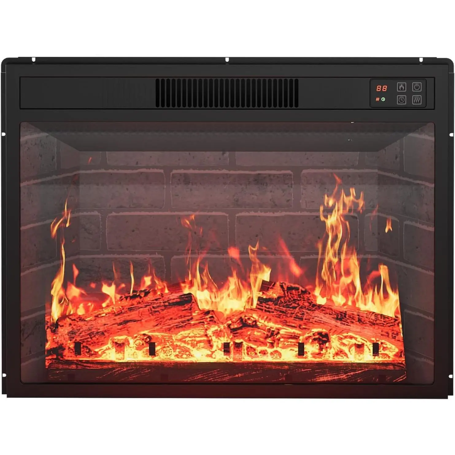 23" Ultra-Thin Electric Fireplace Insert – 1500W Rear Projection Flame Heater with 3 Color Flames, Remote Control, Timer & 60-84°F Thermostat for 400 Sq Ft