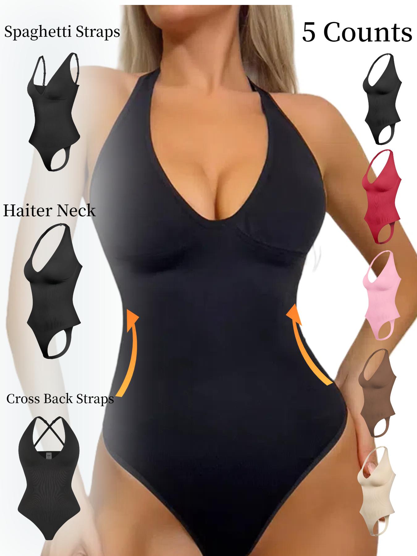 Women's Adjustable Convertible Strap Bodysuit, Tummy Control High Compression Shapewear, All-Seasons Slimming Suit, Kardashian Style, Basic, Crop, Fit, Underwear