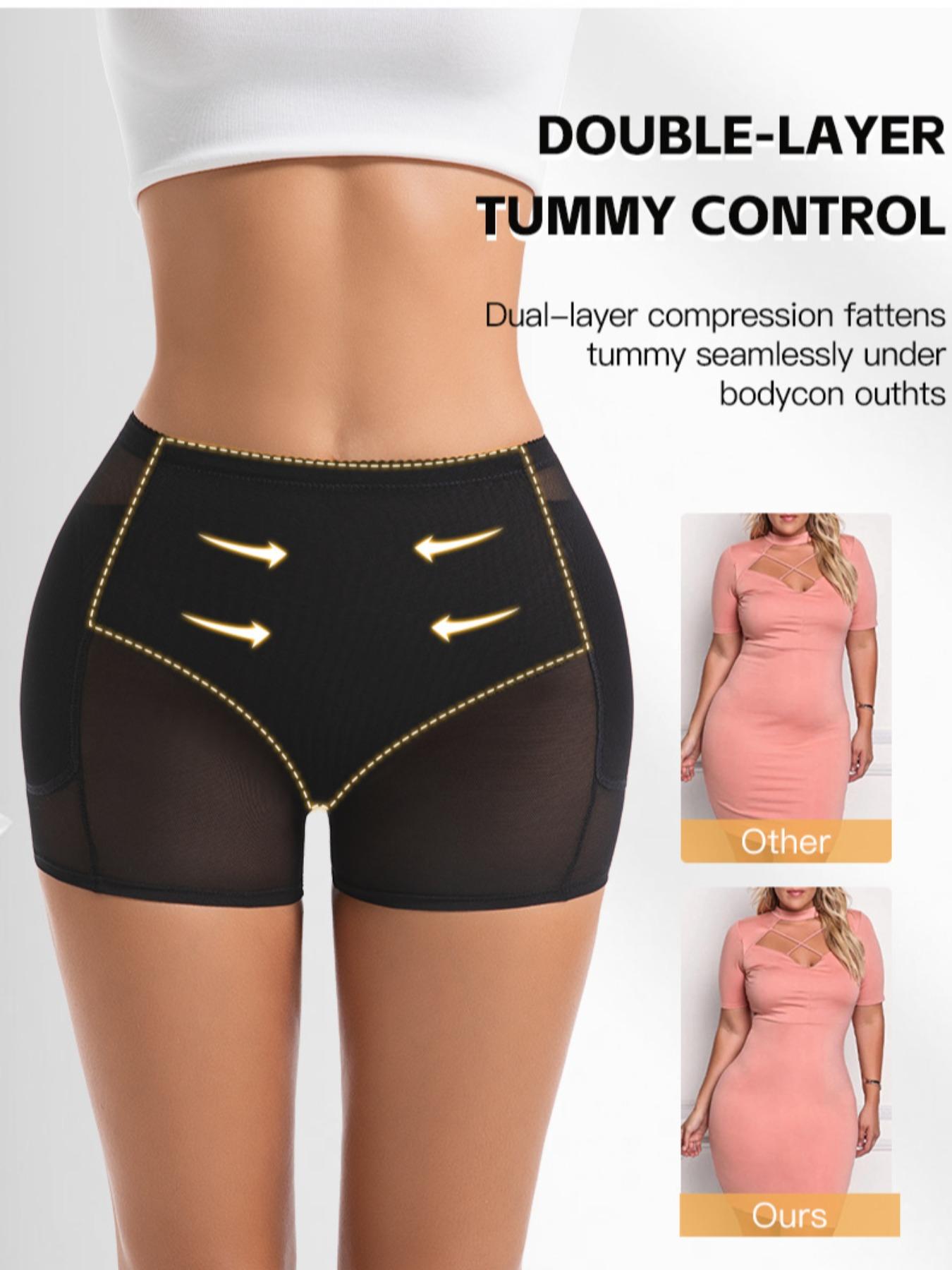 Women's High Waist Shapewear Panties with Padded Butt Lifting, Flat Belly Shaper, Safety Underwear for All Seasons, Casual Solid Color Seamless Design