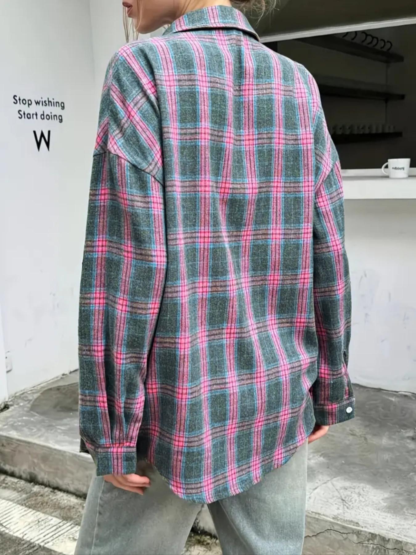 Plus Size Women's Plaid Print Long Sleeve Shirt, Casual Fashion Top, Comfortable and Stylish, Perfect for Daily Wear