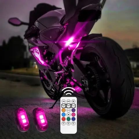 Wireless LED Strobe with Remote Control, USB Rechargeable Waterproof Anti-collision LED Emergency Warning Light Bicycle Light for Car Motorcycle Drone Aircraft Bike