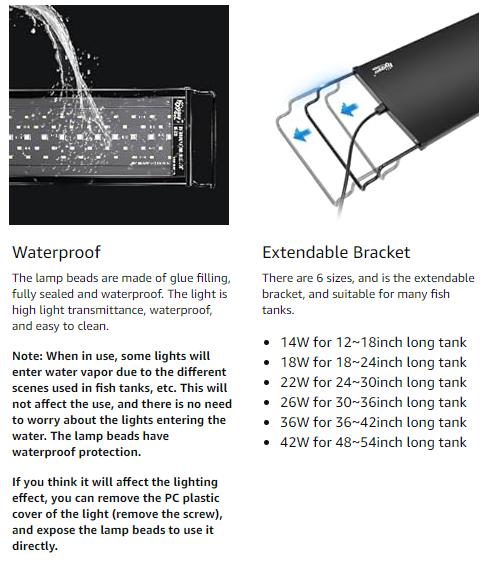 hygger 24/7 Lighting Aquarium LED Light, Sunrise-Daylight-Moonlight Mode and DIY Mode, Timer Adjustable Brightness Fish Tank Light with Extendable Bracket 7 Colors for Planted Tank hygger 24/7 Lighting Aquarium LED Light, Sunrise-Daylight-Moonlight Mode and DIY Mode, Timer Adjustable Brightness Fish Tank Light with Extendable Bracket 7 Colors for Planted Tank