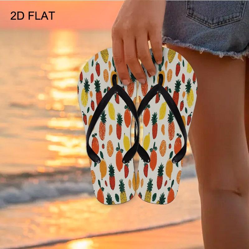 Women's Fashion Flip - Flops, Fruit - Patterned (Pineapple, Strawberry, Etc.), Multiple Colors & Sizes Available, Comfortable Summer Sandals, Casual Daily Wear, Lightweight & Stylish, Fresh Tropical Aesthetic, Women Shoes