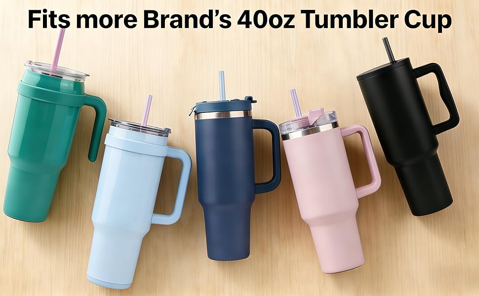 12 Inch Tritan Replacement Straws for Stanley 40oz Tumbler - 6 Pack Reusable Long Straw with Cleaning Brush, Fits 30oz & 40oz Stanley Cup Accessories, BPA-Free (6 Colors)