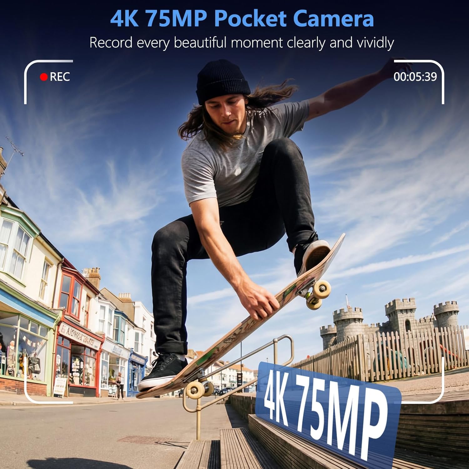 4K Pocket Camera for Vlogging,75MP Handheld Vlogging Camera with 330? Rotating Lens,WiFi,1.72" Screen, ,16GB TF Card & Tripod,Pocket Camcorder for Daily Recording(Gunmetal) 4K Pocket Camera for Vlogging,75MP Handheld Vlogging Camera with 330? Rotating Lens,WiFi,1.72" Screen, ,16GB TF Card & Tripod,Pocket Camcorder for Daily Recording(Gunmetal)