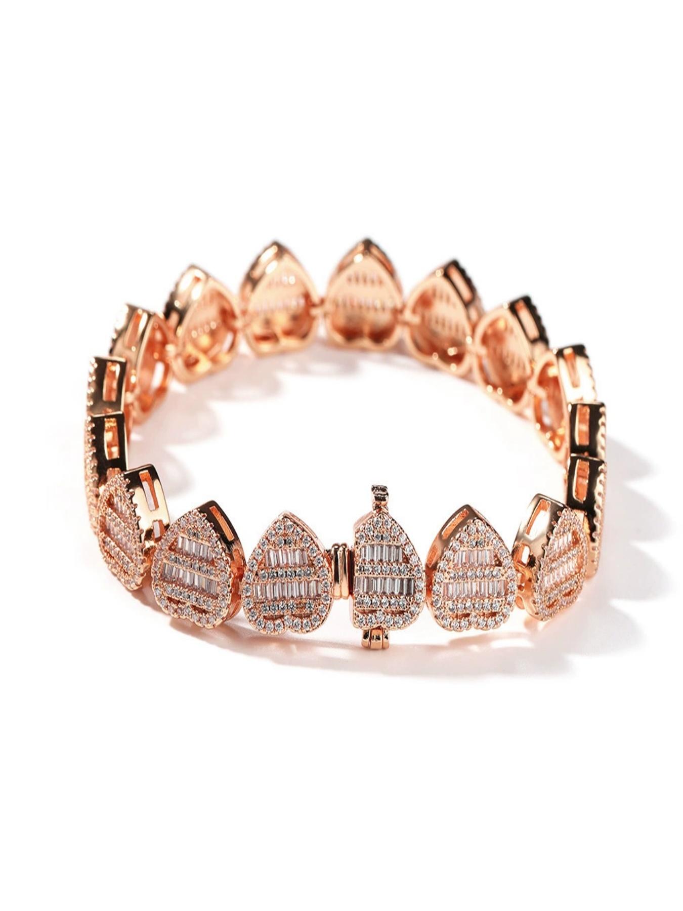 Love Heart Series Hot Sale Bracelet Baguette Heart Shaped Design Chain Pretty Fashion Bracelet Jewelry Set for Women Men